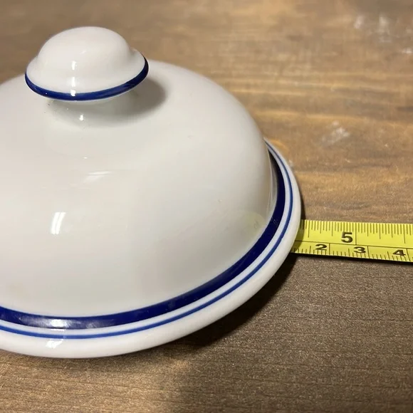 Dansk Bistro Christianshavn Blue - Vintage Cream & Sugar Jar Lid Set NWOT - Picture 6 of 16